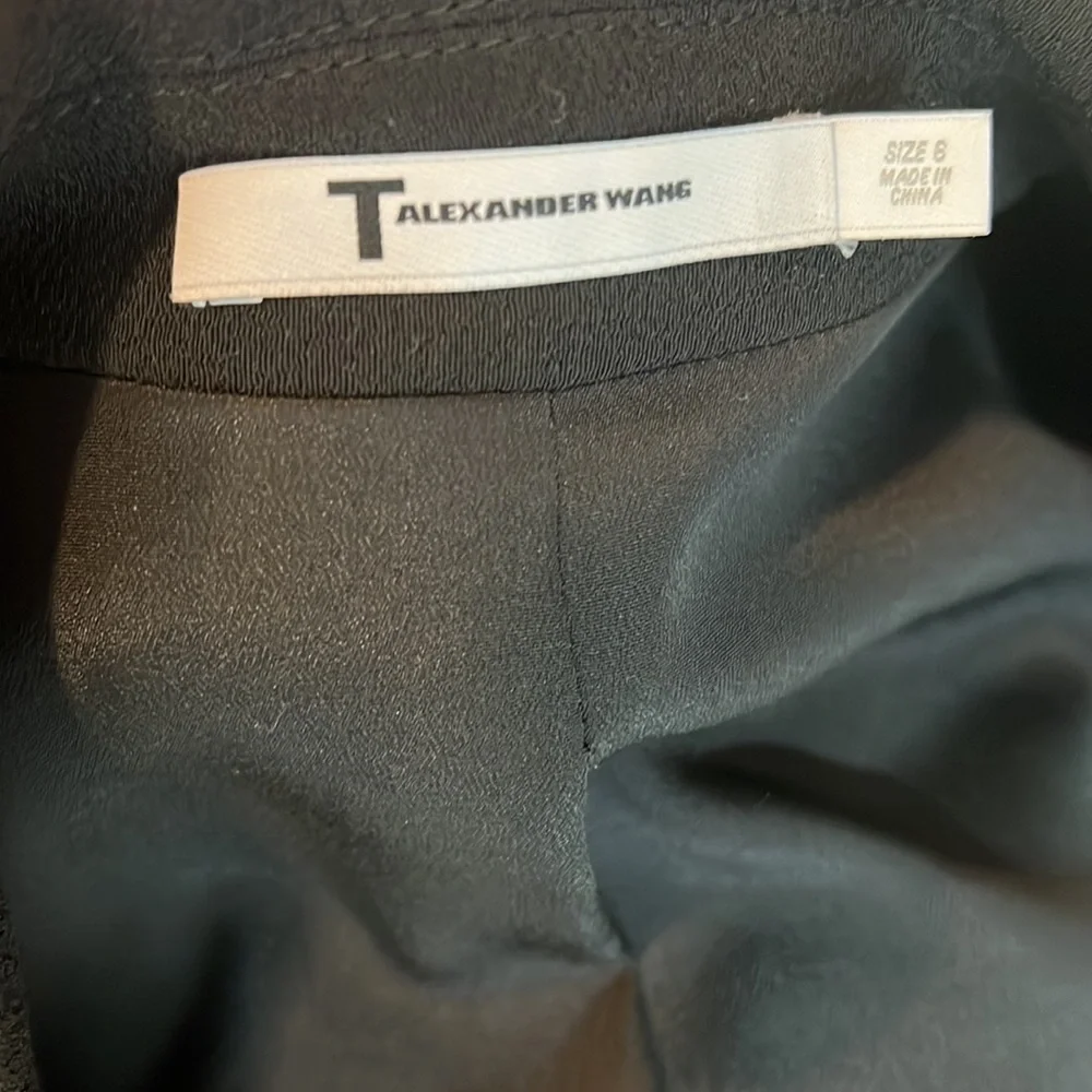 T by Alexander Wang Black One Button Long Blazer Size 6